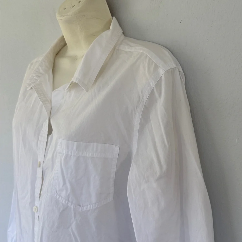 Ann Taylor LOFT white classic single pocket cotton button down dress shirt large
